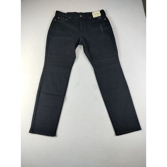 Abercrombie & Fitch Jeans Mens 34 Black‎ Athletic Slim Distressed Slow Fashion